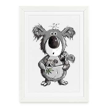Ours koala doux avec dessin animé pour enfants - Affiche encadrée (27 × 37 cm) - blanc - Devant