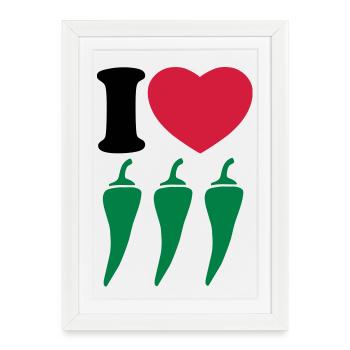 I love chili - J'aime chili - Affiche encadrée (27 × 37 cm) - blanc - Devant