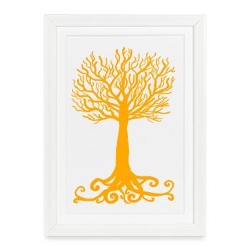 arbre jaune - Affiche encadrée (27 × 37 cm) - blanc - Devant