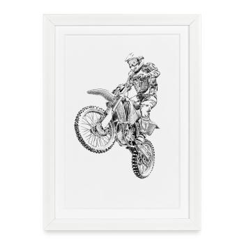 motocross - Affiche encadrée (27 × 37 cm) - blanc - Devant