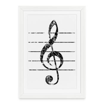 Treble Clef, Clef - Affiche encadrée (27 × 37 cm) - blanc - Devant