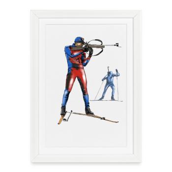 biathlon - Affiche encadrée (27 × 37 cm) - blanc - Devant