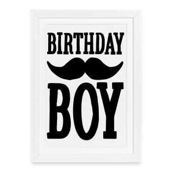 Birthday Boy Hipster - Affiche encadrée (27 × 37 cm) - blanc - Devant