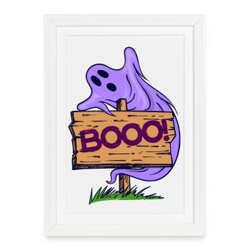 Fantômes Saying Halloween - Affiche encadrée (27 × 37 cm) - blanc - Devant