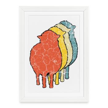 Moutons Moutons - Affiche encadrée (27 × 37 cm) - blanc - Devant