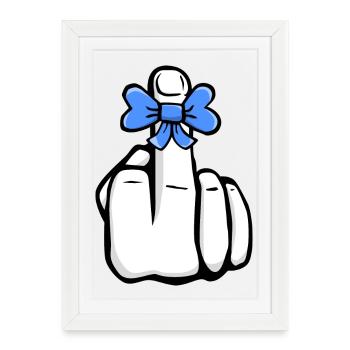 Va te faire foutre! Majeur! Icône cool mignonne bow - Affiche encadrée (27 × 37 cm) - blanc - Devant