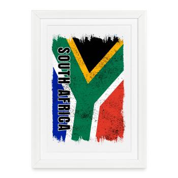 drapeau afrique du sud - Affiche encadrée (27 × 37 cm) - blanc - Devant