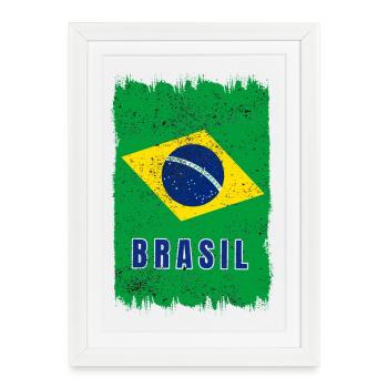 drapeau du Brésil - Affiche encadrée (27 × 37 cm) - blanc - Devant