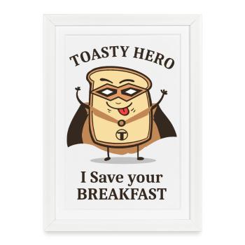 Petit déjeuner Hero Toast - Affiche encadrée (27 × 37 cm) - blanc - Devant