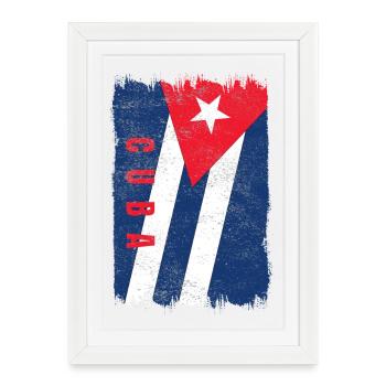 Drapeau de Cuba - Affiche encadrée (27 × 37 cm) - blanc - Devant