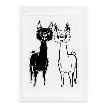 Funny Alpacas - 2 Alpacas Ultra Cute - Framed poster (27 × 37 cm) - white - Front
