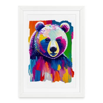 Multicolored painting Bear portrait - Framed poster (27 × 37 cm) - white - Front