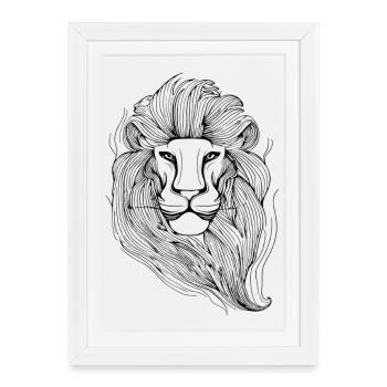 Lion Starline en noir - Affiche encadrée (27 × 37 cm) - blanc - Devant
