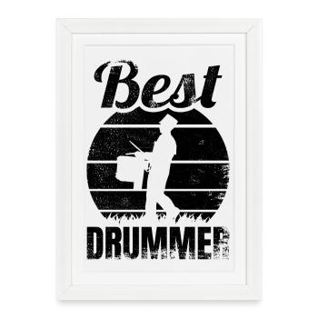 Drôle de batteur - Affiche encadrée (27 × 37 cm) - blanc - Devant