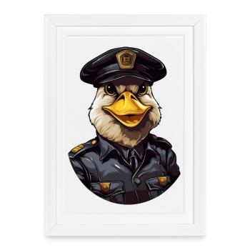 Canard policier - Affiche encadrée (27 × 37 cm) - blanc - Devant