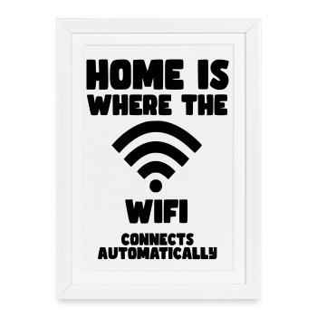 Home is where WiFi automatically connects* - Framed poster (27 × 37 cm) - white - Front