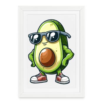 Cool Avocado with Sunglasses Fitness Design - Framed poster (27 × 37 cm) - white - Front
