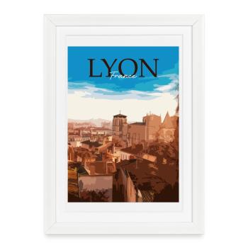 Lyon - Affiche encadrée (27 × 37 cm) - blanc - Devant