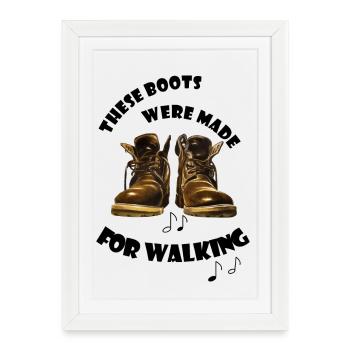 Bottes en cuir brut Bottes Vintage Look pour la marche - Affiche encadrée (27 × 37 cm) - blanc - Devant