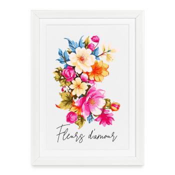 Composition florale vibrante en trois couleurs - Affiche encadrée (27 × 37 cm) - blanc - Devant