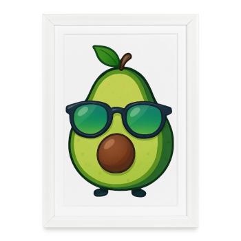 Cool minimaliste avocat design été - Affiche encadrée (27 × 37 cm) - blanc - Devant