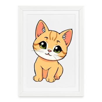 Cute cat - Framed poster (27 × 37 cm) - white - Front