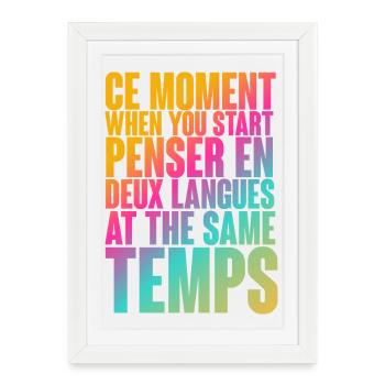 Temps de réflexion multilingue Imprimer - Affiche encadrée (27 × 37 cm) - blanc - Devant