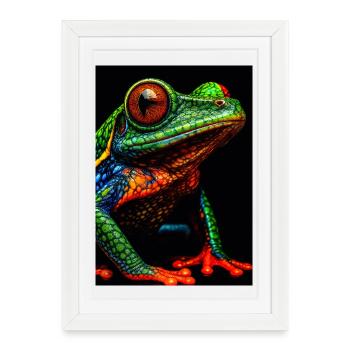 Vivid Rainbow Tree Frog Illustration - Framed poster (27 × 37 cm) - white - Front