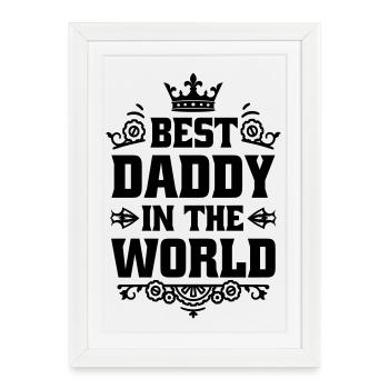 Meilleur papa du monde Cadeau Couronne Meilleur papa - Affiche encadrée (27 × 37 cm) - blanc - Devant