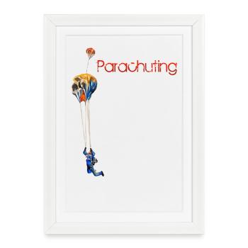 Parachutisme - Affiche encadrée (27 × 37 cm) - blanc - Devant