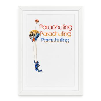 Parachutisme - Affiche encadrée (27 × 37 cm) - blanc - Devant