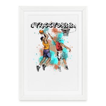 Basketball Action Illustration - Framed poster (27 × 37 cm) - white - Front
