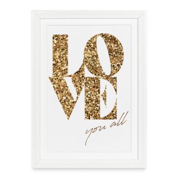 Glitter Love You All Typography - Framed poster (27 × 37 cm) - white - Front