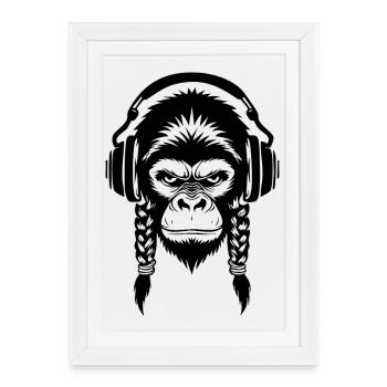 Beat Monkey Head Bass Drop Edition Shirt - Framed poster (27 × 37 cm) - white - Front
