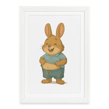 Lapin drôle avec le ventre au look froid - Affiche encadrée (27 × 37 cm) - blanc - Devant