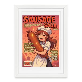 Saga Saga Magazine de bandes dessinées fictives Cuisinière - Affiche encadrée (27 × 37 cm) - blanc - Devant
