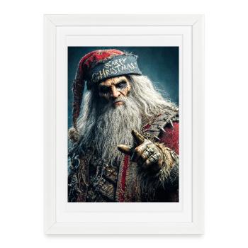 Effrayant Noël Krampus Santa - Affiche encadrée (27 × 37 cm) - blanc - Devant