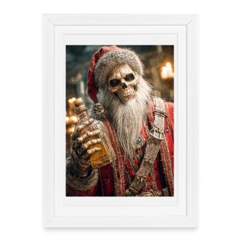 Skeleton Santa in Ember Gorefest - Framed poster (27 × 37 cm) - white - Front