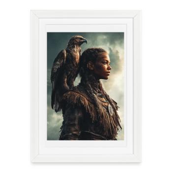 Eagle Spirit Warrior - Framed poster (27 × 37 cm) - white - Front