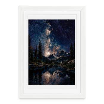 Voie lactée au-dessus des montagnes - Affiche encadrée (27 × 37 cm) - blanc - Devant