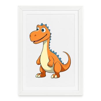 Happy Dino Cartoon - Framed poster (27 × 37 cm) - white - Front