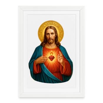 Imprimé emblématique du Sacré-Cœur - Affiche encadrée (27 × 37 cm) - blanc - Devant