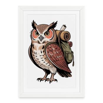Wandering Owl - Framed poster (27 × 37 cm) - white - Front
