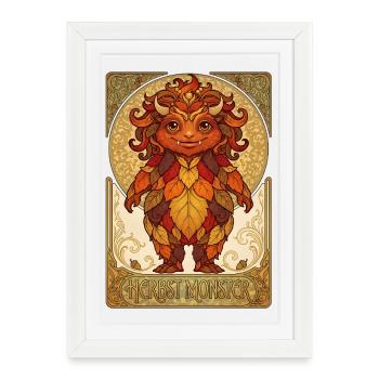 Monstres de feuillage d’automne - Affiche encadrée (27 × 37 cm) - blanc - Devant