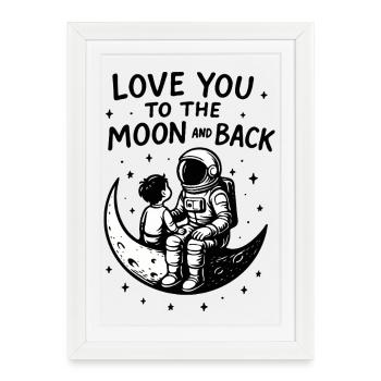 Moon Bond : astronaute et enfant - Affiche encadrée (27 × 37 cm) - blanc - Devant