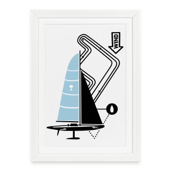 Modern Sailing Yacht Regatta Course Sailboat Yacht - Framed poster (27 × 37 cm) - white - Front