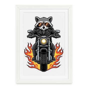 Motos moto moto motards motards cool - Affiche encadrée (27 × 37 cm) - blanc - Devant