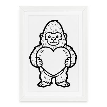 Gorilla with a heart – strong and loving at the same time - Framed poster (27 × 37 cm) - white - Front