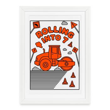 Rouler vers 7 Rouleaux compresseurs - Affiche encadrée (27 × 37 cm) - blanc - Devant