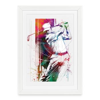 Joueur de golf #golf - Affiche encadrée (27 × 37 cm) - blanc - Devant